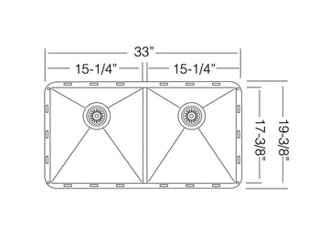 33 inch Flush Mount Equal Double Bowl Stainless Steel Kitchen Sinks - Bari TZ Z387.55 - Sink Depot